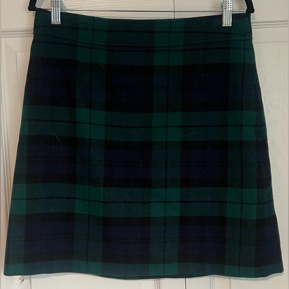 Women's J. Crew Factory Wool Blend Mini Skirt in Black Watch Plaid